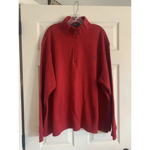 Polo Ralph Lauren 1/4 Zip Sweater Men 2XB Big Tall Red Pullover - Picture 3 of 10